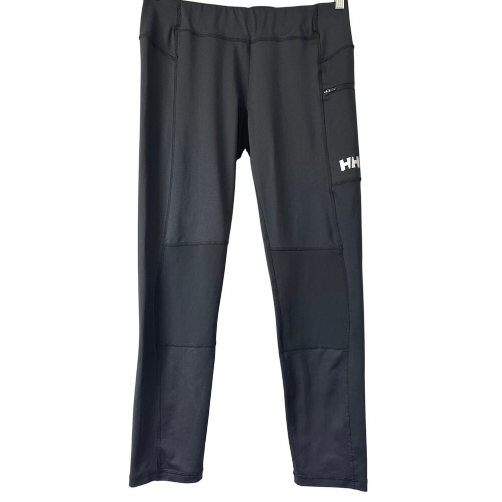 Helly Hansen Womens Rask Trail Tights Size L Hiking Fitted Black Gray HH Pocket